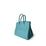 Birkin 30 Veau Togo Blue Atoll Gold Plated T Stamp - Image 15