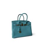 Birkin 30 Veau Togo Blue Atoll Gold Plated T Stamp - Image 19