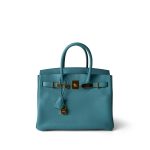 Birkin 30 Veau Togo Blue Atoll Gold Plated T Stamp - Image 5