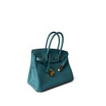 Birkin 30 Veau Togo Blue Atoll Gold Plated T Stamp - Image 7