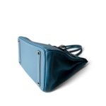 Birkin 35 Bleu Jean Togo Palladium Plated H Square Stamp - Image 9