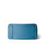 Birkin 35 Bleu Jean Togo Palladium Plated H Square Stamp - Image 10