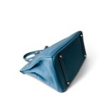 Birkin 35 Bleu Jean Togo Palladium Plated H Square Stamp - Image 8