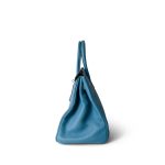 Birkin 35 Bleu Jean Togo Palladium Plated H Square Stamp - Image 3