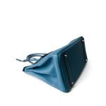 Birkin 35 Bleu Jean Togo Palladium Plated H Square Stamp - Image 7