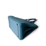 Birkin 35 Bleu Jean Togo Palladium Plated H Square Stamp - Image 6