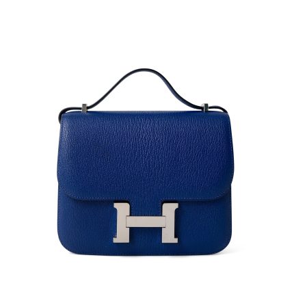 Constance 18 7T Bleu Electrique Chèvre Leather Palladium Plated U Stamp