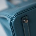 Hermes Birkin 30 Blue Jean Veau Epsom Leather Palladium Hardware G Square Stamp - Image 24