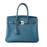 Hermes Birkin 30 Blue Jean Veau Epsom Leather Palladium Hardware G Square Stamp - Image 17