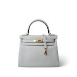 (SOLD) Kelly 28 Bleu Pale Clemence Gold Plated U Stamp