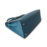 Kelly 28 Sellier Blue Jean Veau Epsom Leather Palladium Hardware M Square Stamp - Image 9