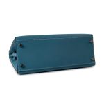Kelly 28 Sellier Blue Jean Veau Epsom Leather Palladium Hardware M Square Stamp - Image 8