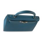 Kelly 28 Sellier Blue Jean Veau Epsom Leather Palladium Hardware M Square Stamp - Image 5