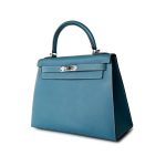 Kelly 28 Sellier Blue Jean Veau Epsom Leather Palladium Hardware M Square Stamp - Image 12