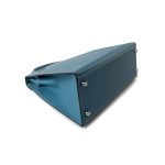 Kelly 28 Sellier Blue Jean Veau Epsom Leather Palladium Hardware M Square Stamp - Image 3