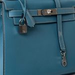 Kelly 28 Sellier Blue Jean Veau Epsom Leather Palladium Hardware M Square Stamp - Image 20