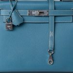 Kelly 28 Sellier Blue Jean Veau Epsom Leather Palladium Hardware M Square Stamp - Image 17
