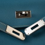 Kelly 28 Sellier Blue Jean Veau Epsom Leather Palladium Hardware M Square Stamp - Image 16