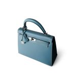 Kelly Sellier 25 Blue Jean Epsom Palladium Plated K Square Stamp - Image 6