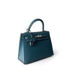 Kelly Sellier 25 Blue Jean Epsom Palladium Plated K Square Stamp - Image 16