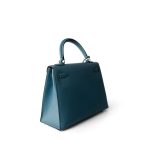 Kelly Sellier 25 Blue Jean Epsom Palladium Plated K Square Stamp - Image 19