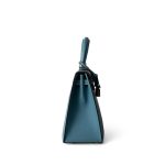 Kelly Sellier 25 Blue Jean Epsom Palladium Plated K Square Stamp - Image 7