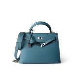 Kelly Sellier 25 Blue Jean Epsom Palladium Plated K Square Stamp - Image 13