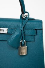 Kelly Sellier 25 Vert Bosphore Veau Epsom Palladium Plated Hardware D Stamp - Image 11