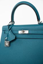 Kelly Sellier 25 Vert Bosphore Veau Epsom Palladium Plated Hardware D Stamp - Image 13
