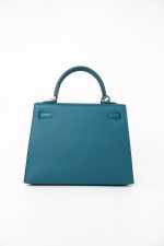 Kelly Sellier 25 Vert Bosphore Veau Epsom Palladium Plated Hardware D Stamp - Image 4
