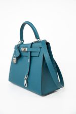 Kelly Sellier 25 Vert Bosphore Veau Epsom Palladium Plated Hardware D Stamp - Image 3