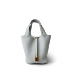 Picotin Lock 18 Bleu Pale Taurillon Clemence Gold Plated