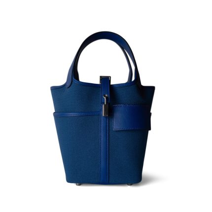 Picotin Lock 18 Bleu Royal Swift and Bleu Egee Toile Geoland Cargo Palladium Hardware