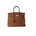 Birkin 35 Gold Veau Togo Leather Gold Plated X Stamp - Image 4