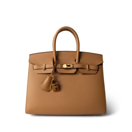 Birkin Sellier 25 Biscuit Epsom Gold Plated Z Stamp