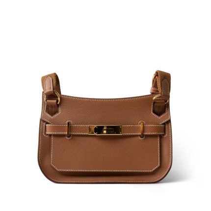 Hermes Jypsiere Mini Gold Evercolor / Wooly Strap Gold Plated B Stamp