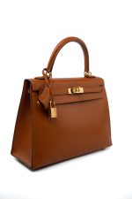 Kelly 25 Pain d’Epice Chèvre Mysore Goatskin Gold Plated Hardware Y Stamp - Image 9