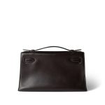 Kelly Pochette Ebene (Brown) Swift Leather Gold Plated Hardware H Square Stamp - Image 3