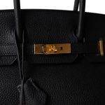 Birkin 30 Black Veau Togo Gold Plated T Stamp - Image 12