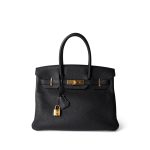 Birkin 30 Black Veau Togo Gold Plated T Stamp