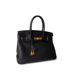 Birkin 30 Black Veau Togo Gold Plated T Stamp - Image 2