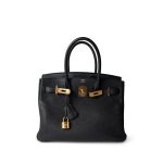 Birkin 30 Black Veau Togo Gold Plated T Stamp - Image 3