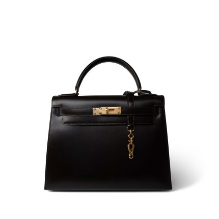 Kelly 28 Sellier Brown Box Calfskin Gold Plated T Circle Stamp