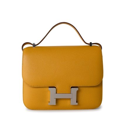 Hermes Constance 18 Jaune Ambre (Amber Yellow) Palladium Plated Hardware C Stamp