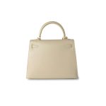 Vintage Kelly 25 Sellier Parchemin / Light Beige Box Calfksin E Square Stamp - Image 3