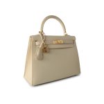 Vintage Kelly 25 Sellier Parchemin / Light Beige Box Calfksin E Square Stamp - Image 8