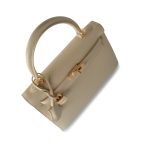 Vintage Kelly 25 Sellier Parchemin / Light Beige Box Calfksin E Square Stamp - Image 9