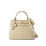 Vintage Kelly 25 Sellier Parchemin / Light Beige Box Calfksin E Square Stamp