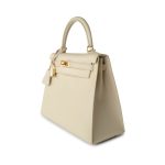 Vintage Kelly 25 Sellier Parchemin / Light Beige Box Calfksin E Square Stamp - Image 2
