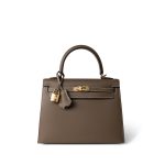 Kelly 25 Sellier Etoupe Gold Plated B Stamp